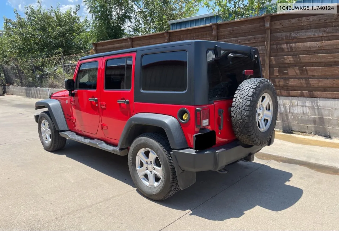 2017 Jeep Wrangler Unlimited Sport VIN: 1C4BJWKG5HL740124 Lot: 62877724