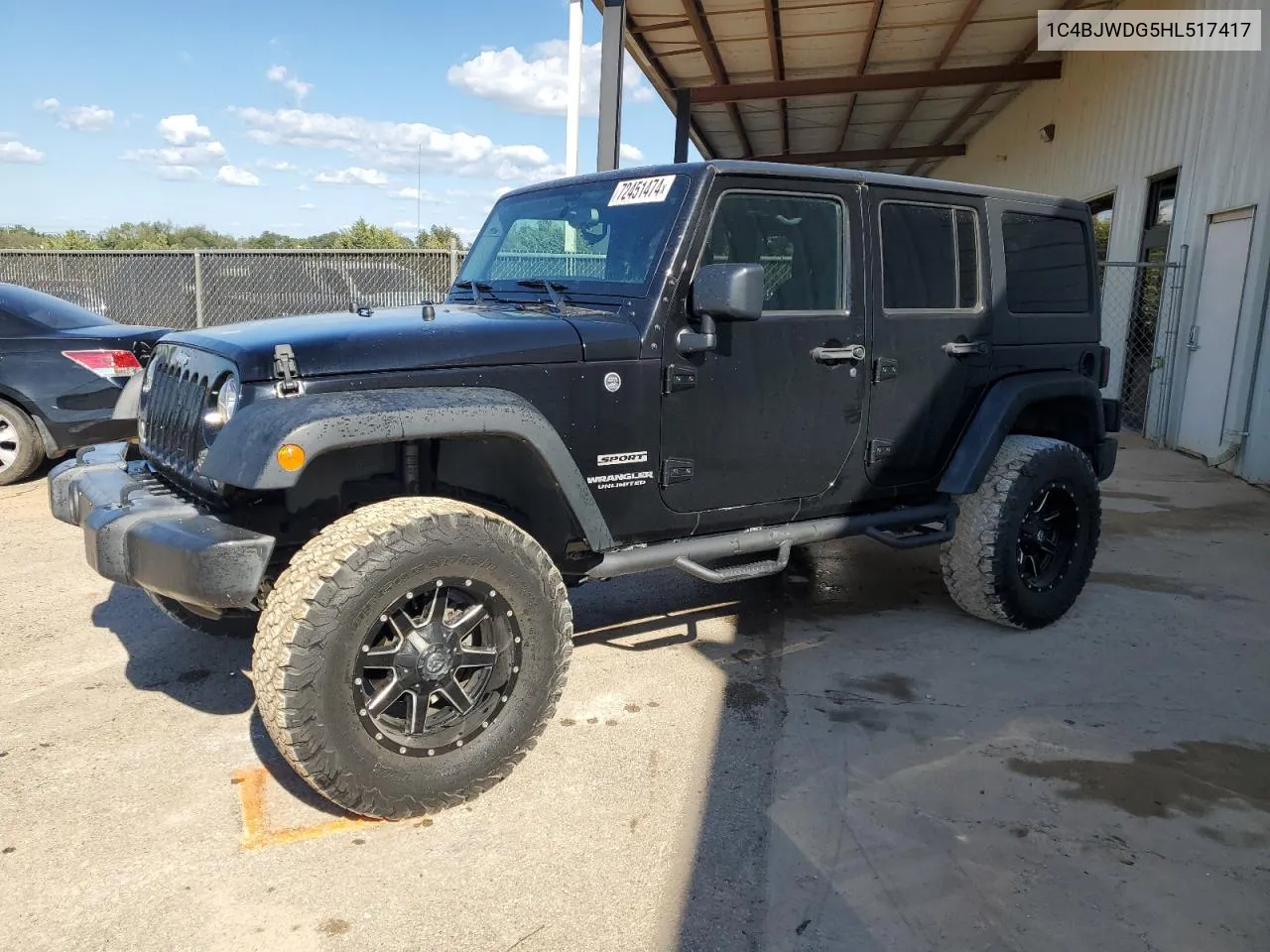 2017 Jeep Wrangler Unlimited Sport VIN: 1C4BJWDG5HL517417 Lot: 72451474