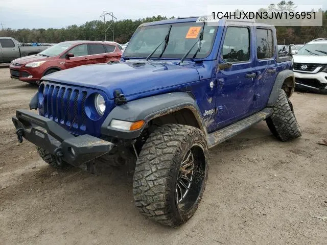 1C4HJXDN3JW196951 2018 Jeep Wrangler Unlimited Sport