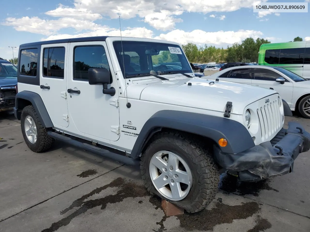 2018 Jeep Wrangler Unlimited Sport VIN: 1C4BJWDG7JL890609 Lot: 61308764