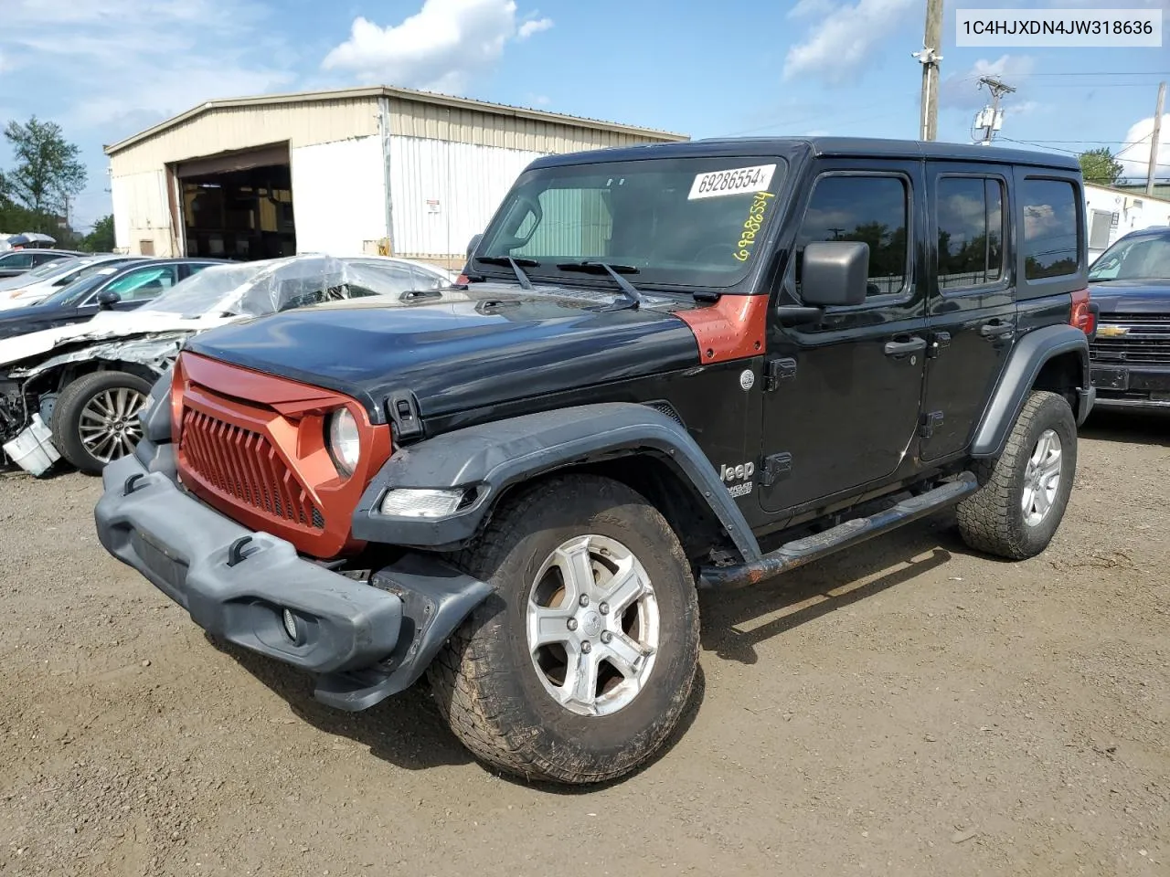 2018 Jeep Wrangler Unlimited Sport VIN: 1C4HJXDN4JW318636 Lot: 69286554