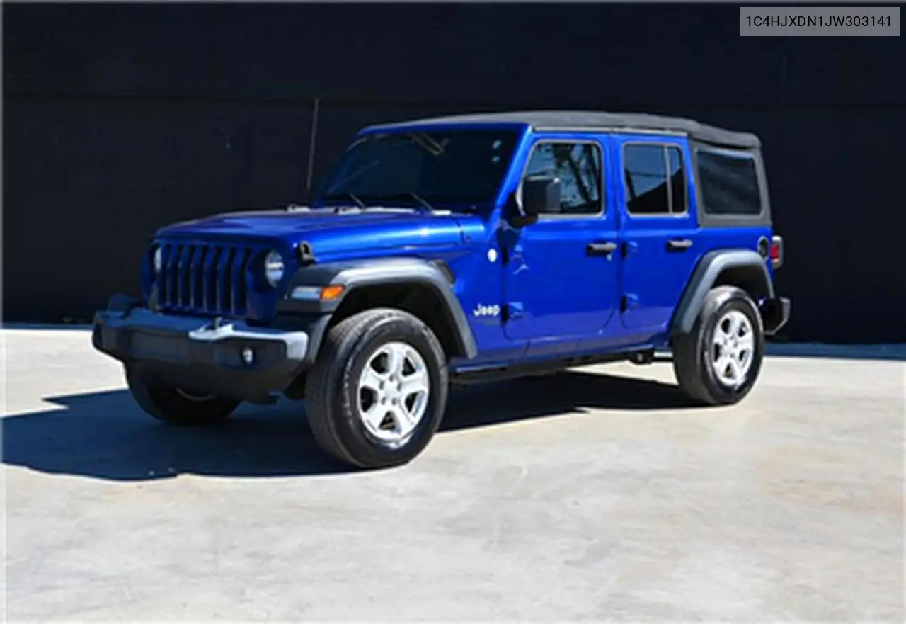 1C4HJXDN1JW303141 2018 Jeep Wrangler Unlimited Sport