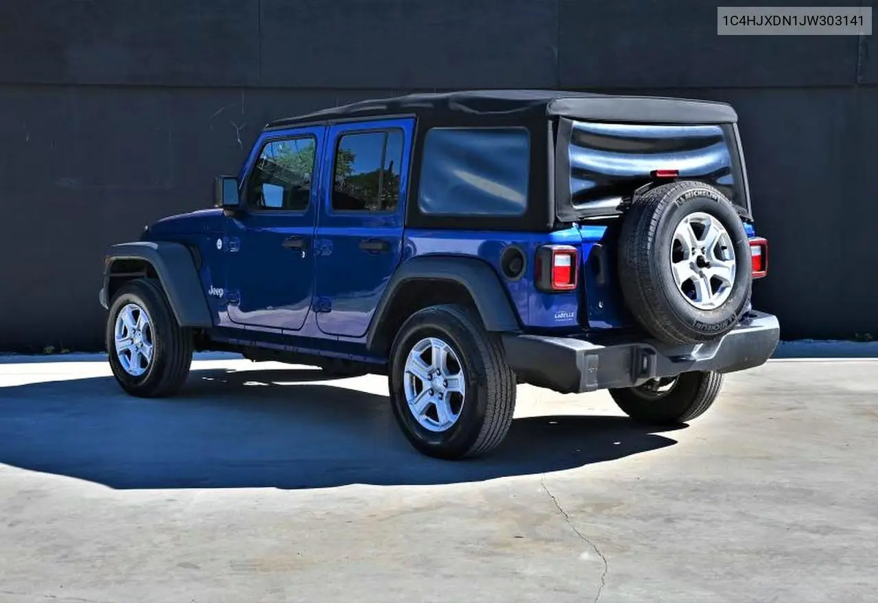 1C4HJXDN1JW303141 2018 Jeep Wrangler Unlimited Sport