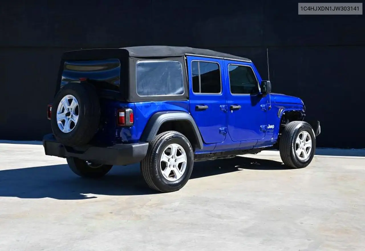 1C4HJXDN1JW303141 2018 Jeep Wrangler Unlimited Sport