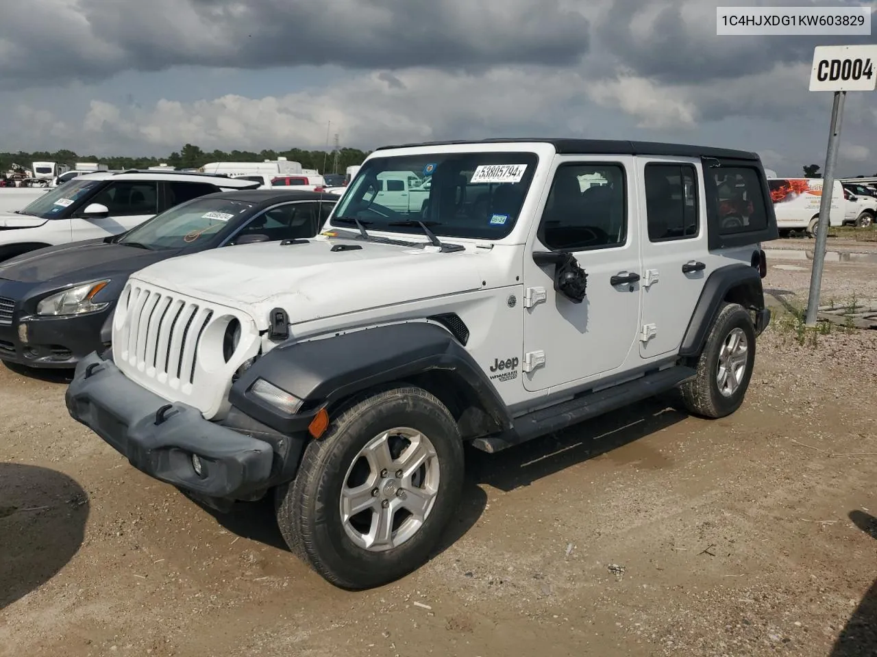 2019 Jeep Wrangler Unlimited Sport VIN: 1C4HJXDG1KW603829 Lot: 53805794