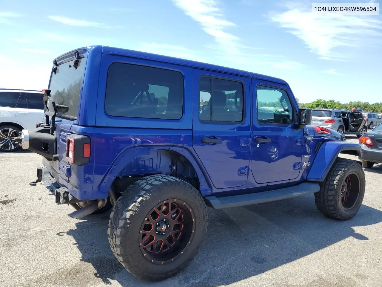 2019 Jeep Wrangler Unlimited Sahara VIN: 1C4HJXEG4KW596504 Lot: 57008254