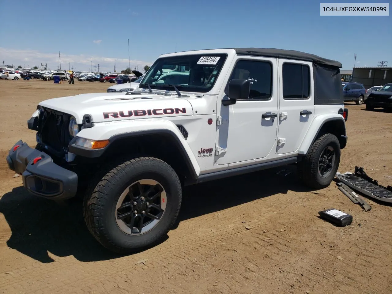 2019 Jeep Wrangler Unlimited Rubicon VIN: 1C4HJXFGXKW540999 Lot: 61060104