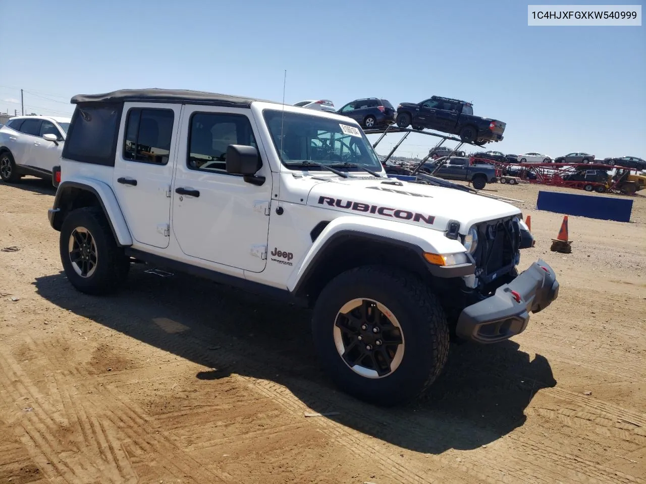 1C4HJXFGXKW540999 2019 Jeep Wrangler Unlimited Rubicon