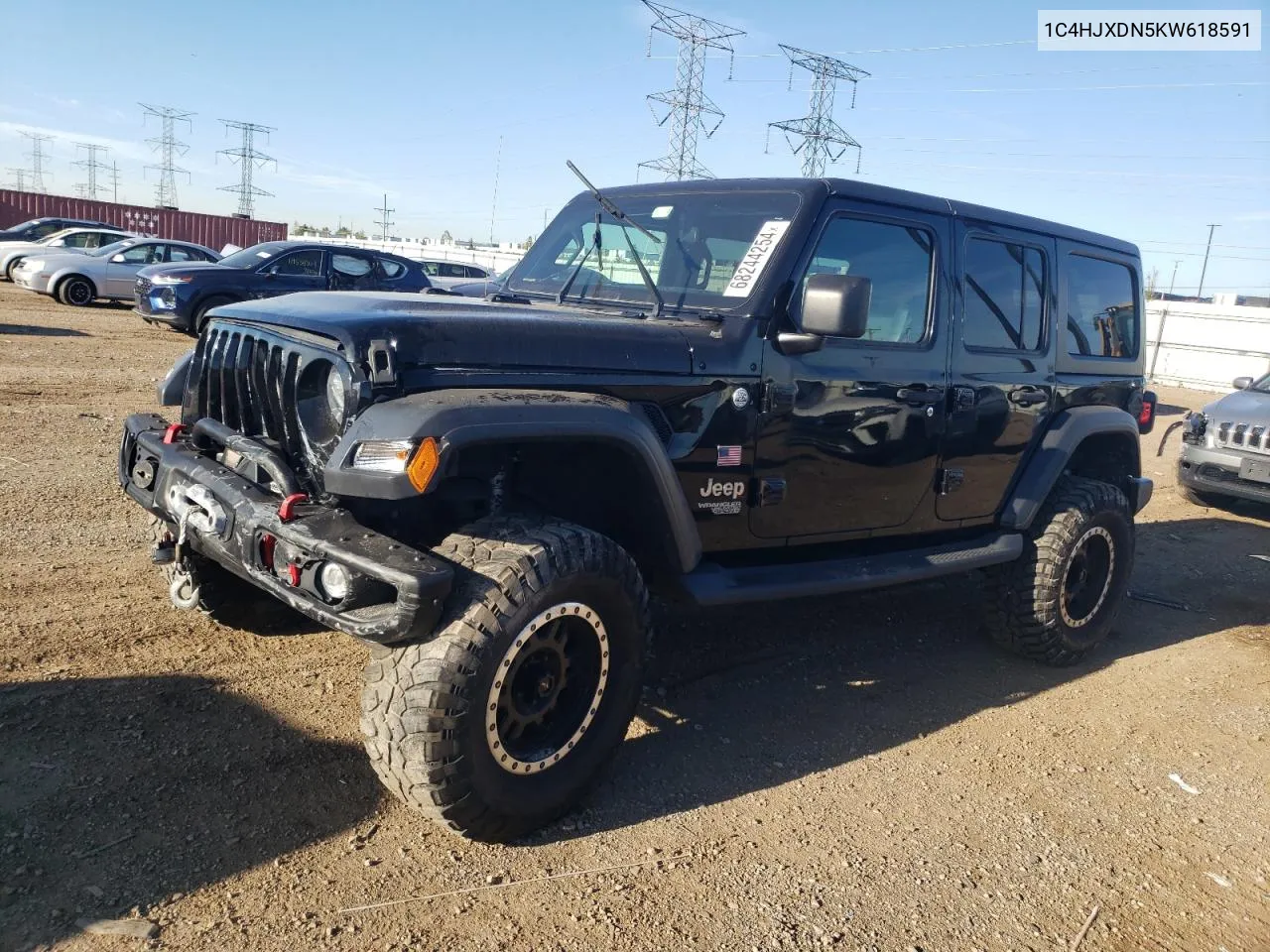 2019 Jeep Wrangler Unlimited Sport VIN: 1C4HJXDN5KW618591 Lot: 68244254