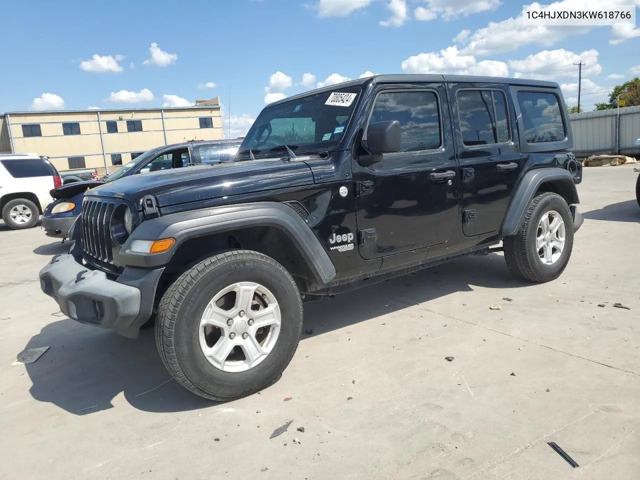 2019 Jeep Wrangler Unlimited Sport VIN: 1C4HJXDN3KW618766 Lot: 70805424