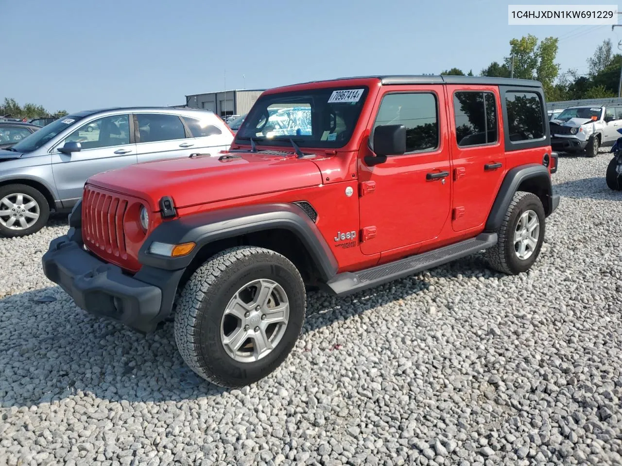 2019 Jeep Wrangler Unlimited Sport VIN: 1C4HJXDN1KW691229 Lot: 70967414