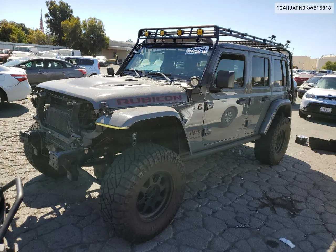 2019 Jeep Wrangler Unlimited Rubicon VIN: 1C4HJXFN0KW515818 Lot: 72789104