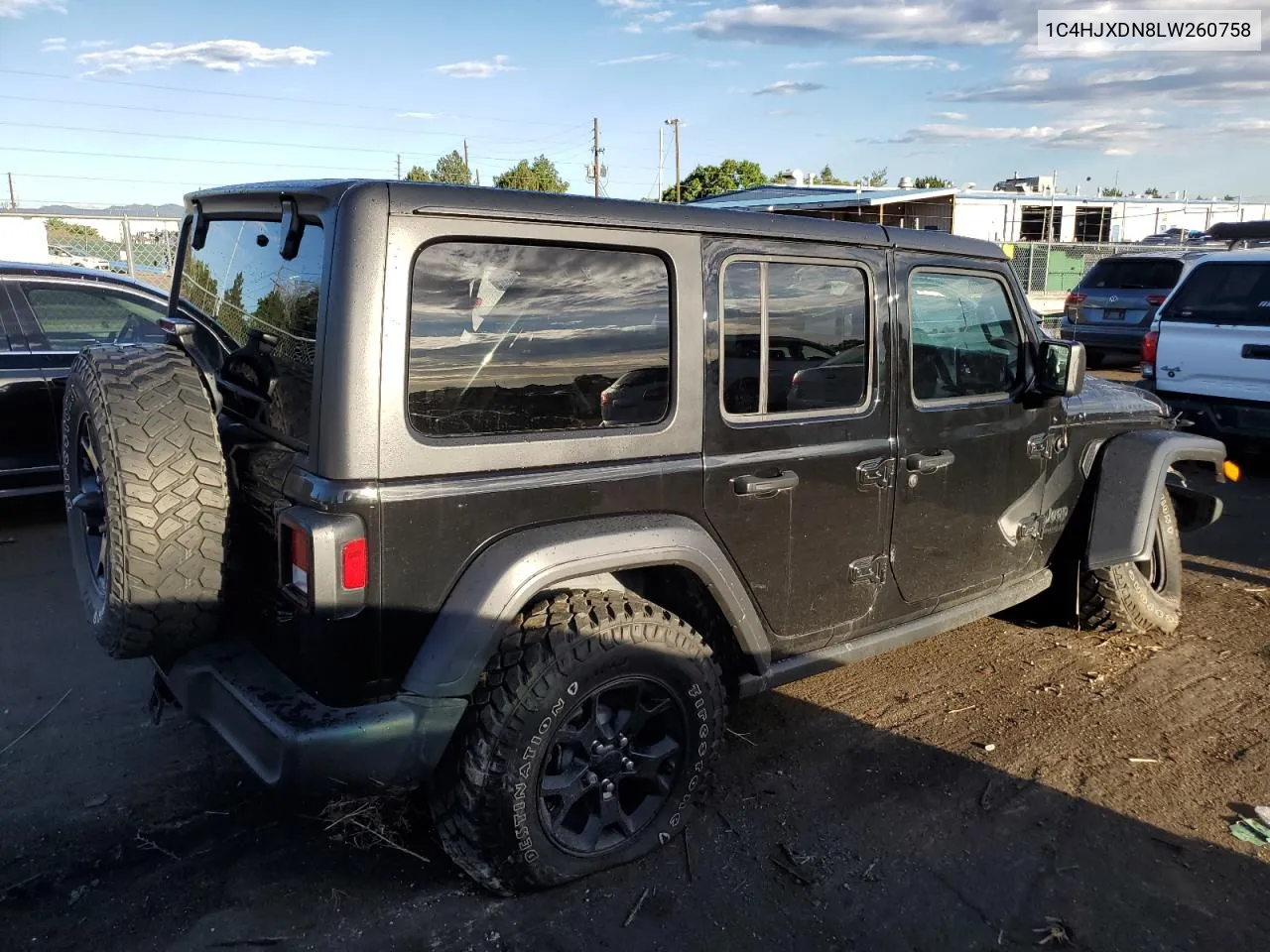 2020 Jeep Wrangler Unlimited Sport VIN: 1C4HJXDN8LW260758 Lot: 67418694