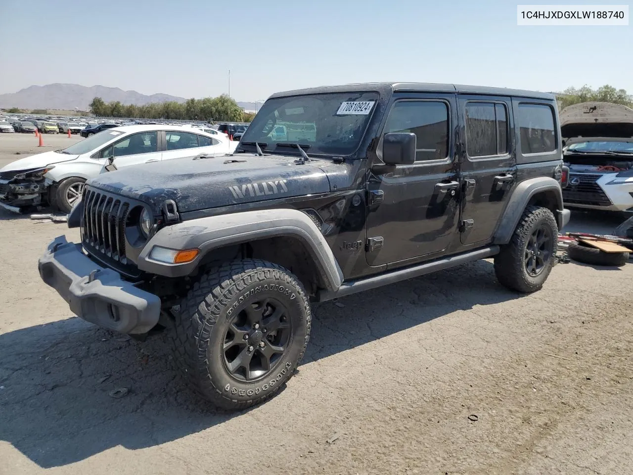 2020 Jeep Wrangler Unlimited Sport VIN: 1C4HJXDGXLW188740 Lot: 70810924