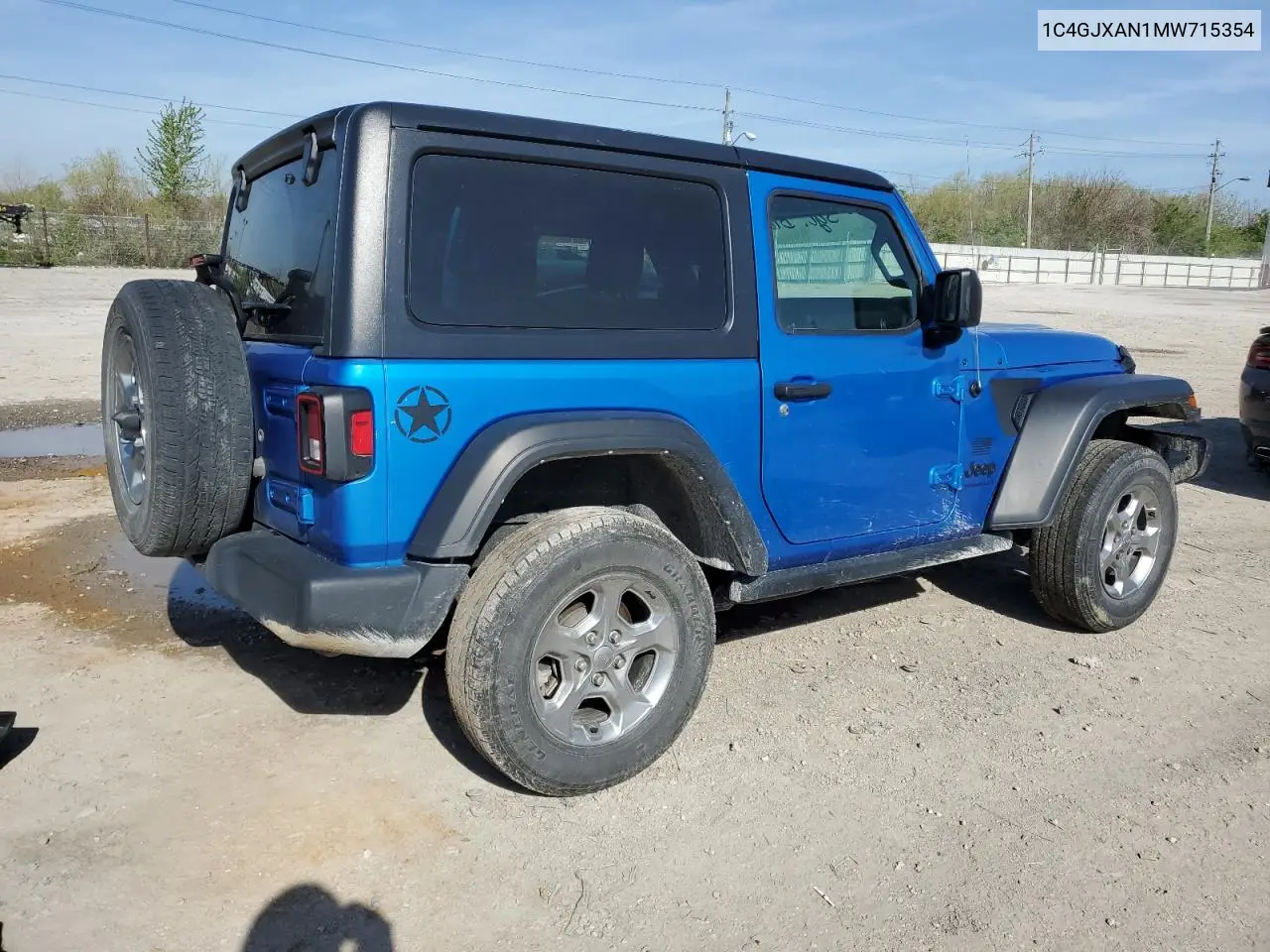 2021 Jeep Wrangler Sport VIN: 1C4GJXAN1MW715354 Lot: 54065415