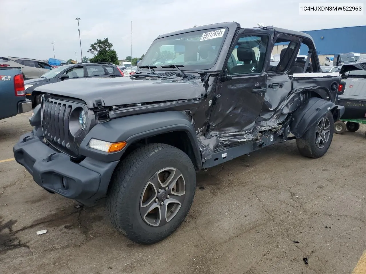 2021 Jeep Wrangler Unlimited Sport VIN: 1C4HJXDN3MW522963 Lot: 59117414