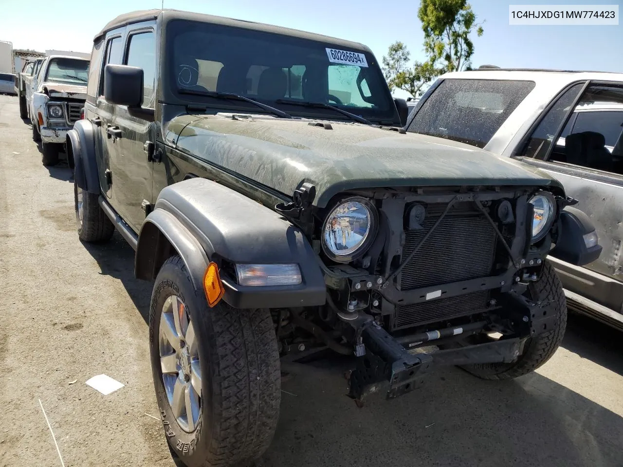 2021 Jeep Wrangler Unlimited Sport VIN: 1C4HJXDG1MW774423 Lot: 60286694