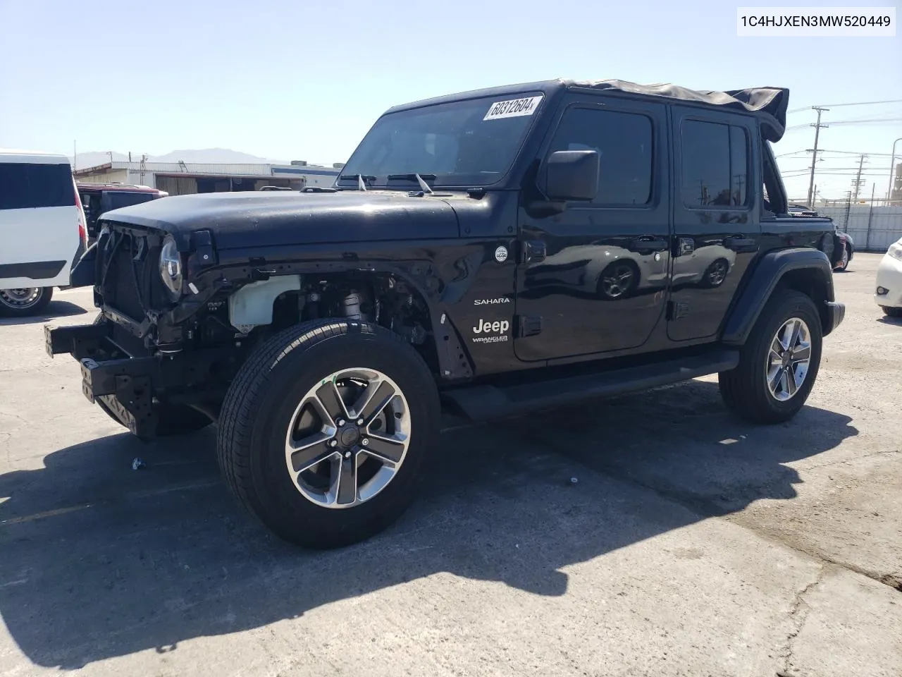 2021 Jeep Wrangler Unlimited Sahara VIN: 1C4HJXEN3MW520449 Lot: 60312604