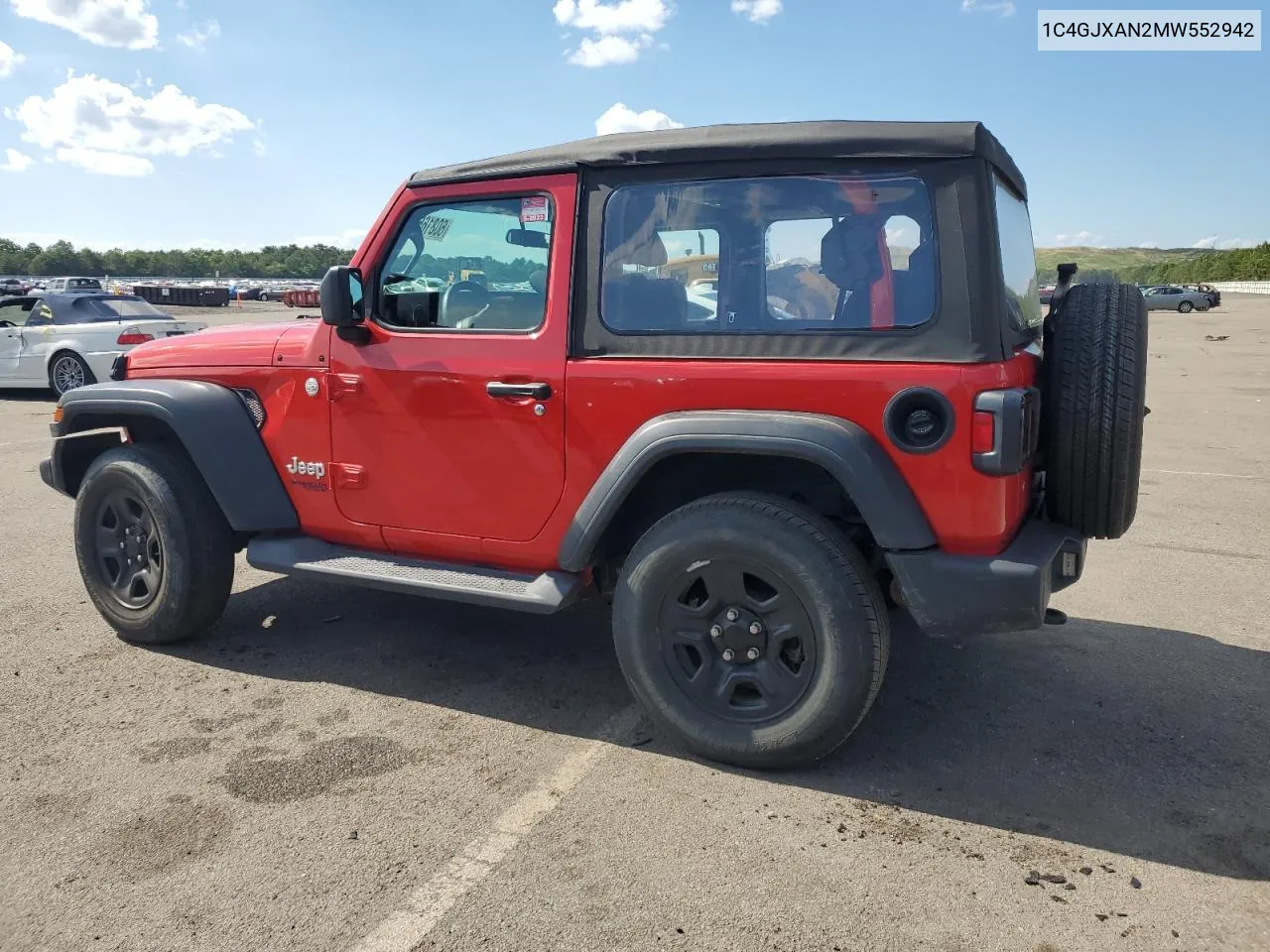 1C4GJXAN2MW552942 2021 Jeep Wrangler Sport