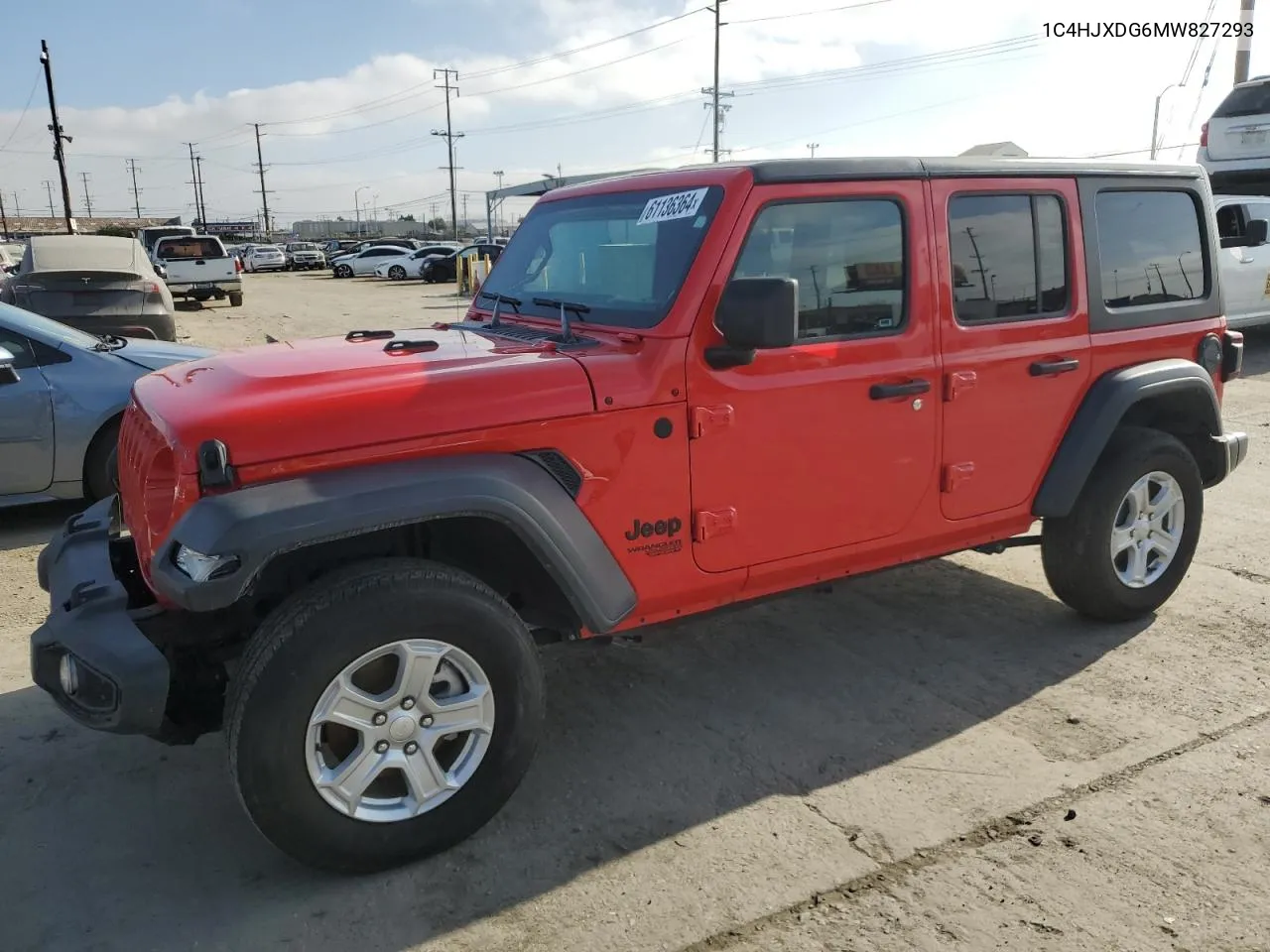 2021 Jeep Wrangler Unlimited Sport VIN: 1C4HJXDG6MW827293 Lot: 61136364