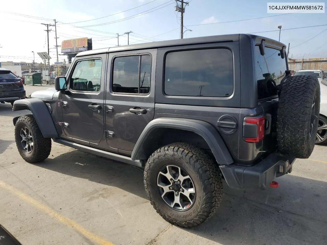 2021 Jeep Wrangler Unlimited Rubicon VIN: 1C4JJXFM4MW581672 Lot: 61303944