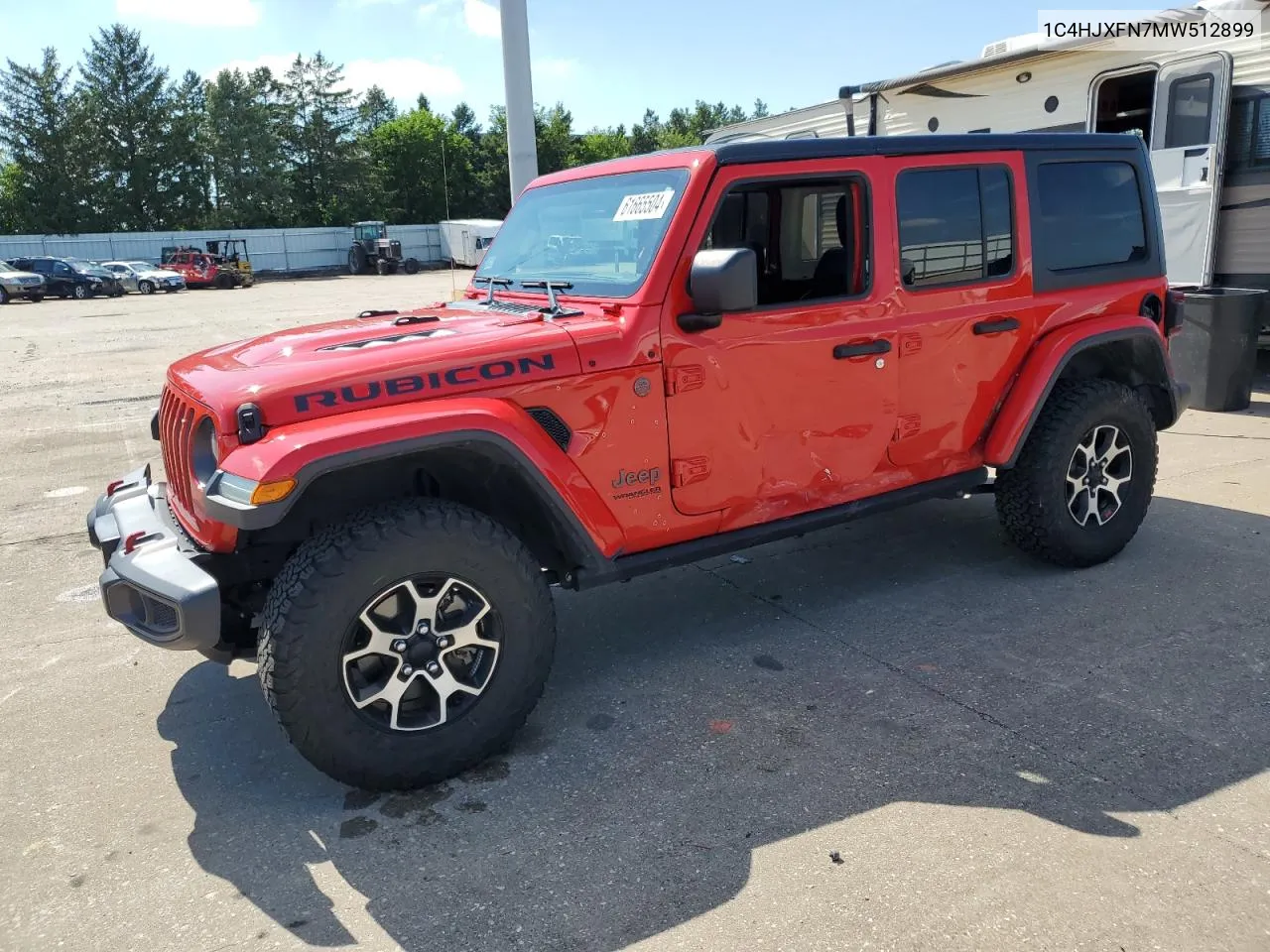 2021 Jeep Wrangler Unlimited Rubicon VIN: 1C4HJXFN7MW512899 Lot: 61665504