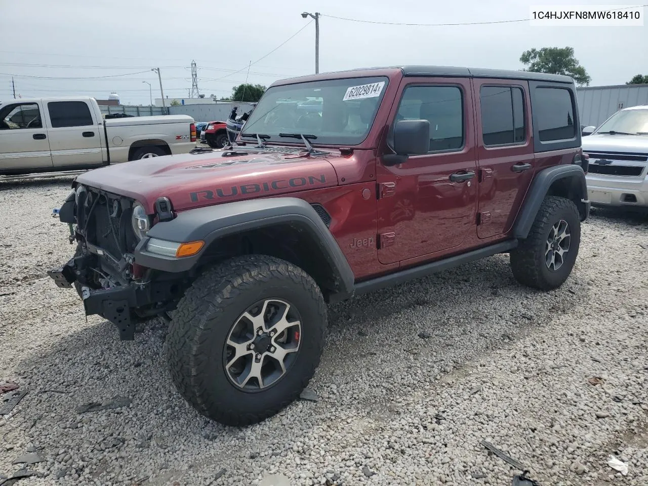 2021 Jeep Wrangler Unlimited Rubicon VIN: 1C4HJXFN8MW618410 Lot: 62029814