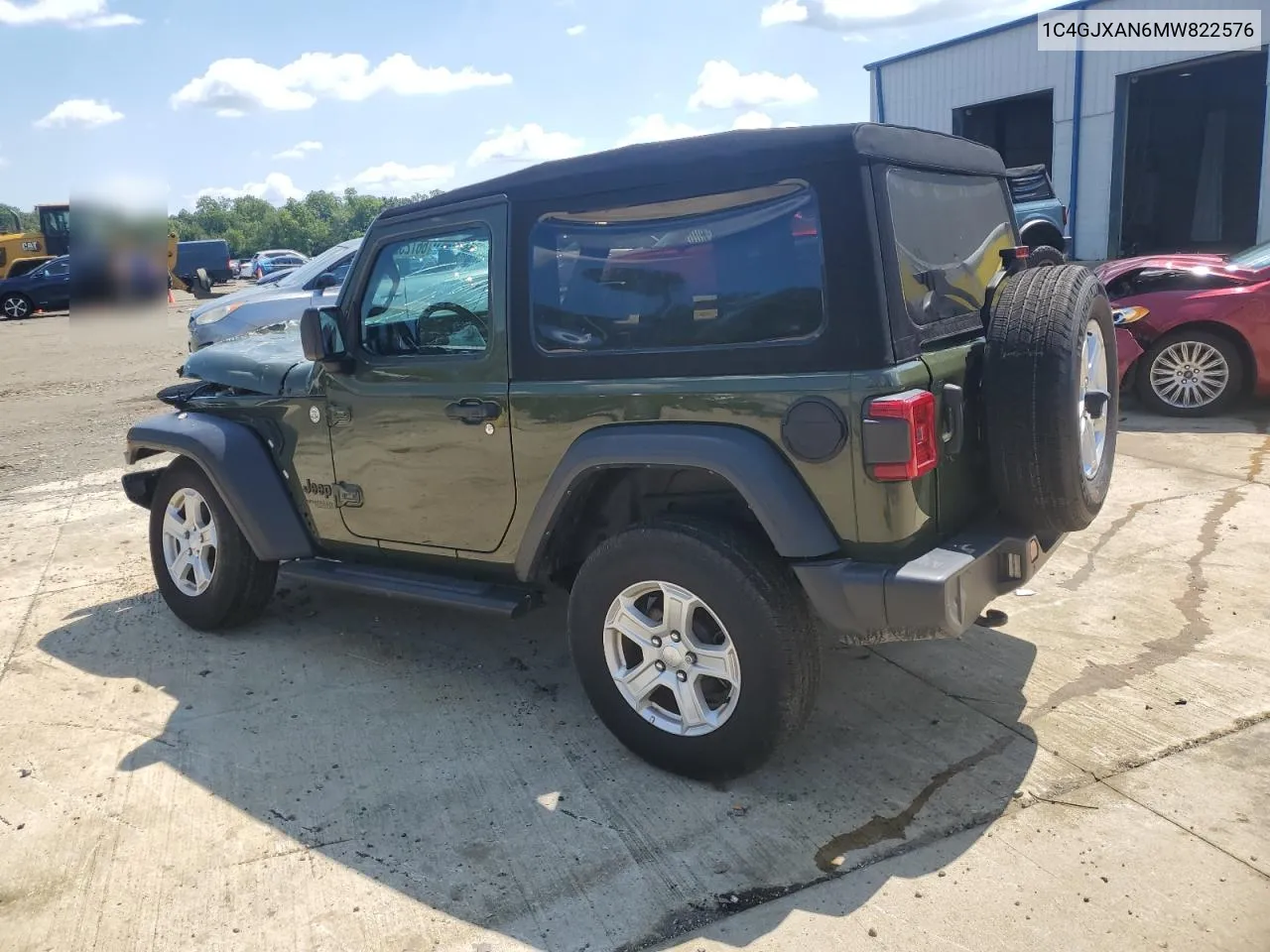 1C4GJXAN6MW822576 2021 Jeep Wrangler Sport