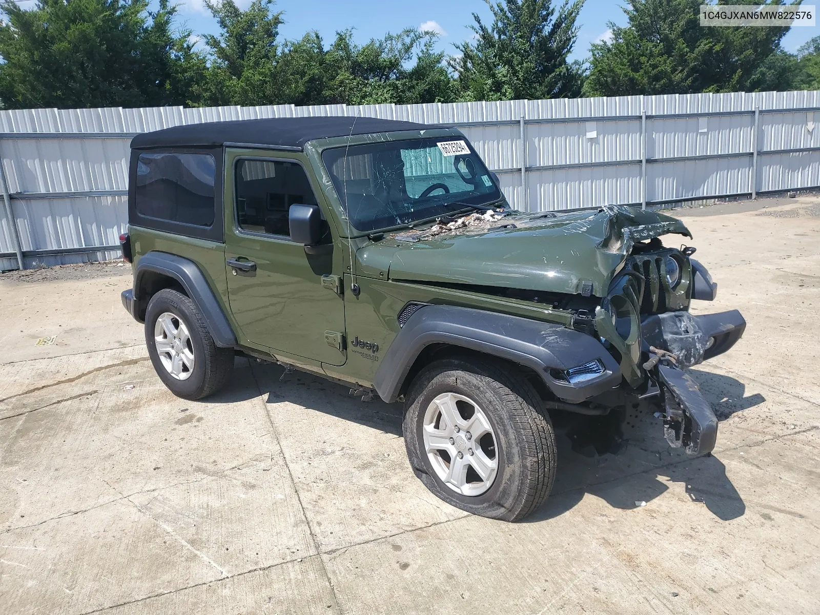 1C4GJXAN6MW822576 2021 Jeep Wrangler Sport