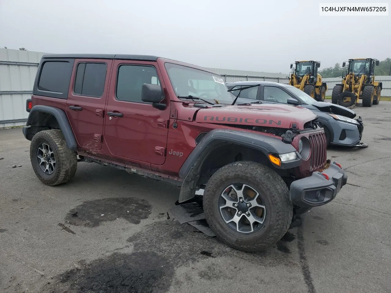 1C4HJXFN4MW657205 2021 Jeep Wrangler Unlimited Rubicon