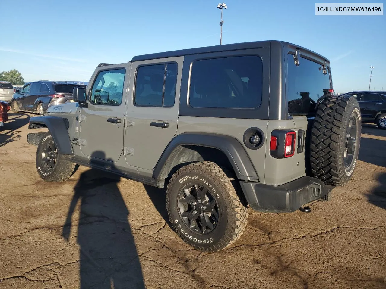 2021 Jeep Wrangler Unlimited Sport VIN: 1C4HJXDG7MW636496 Lot: 69682504