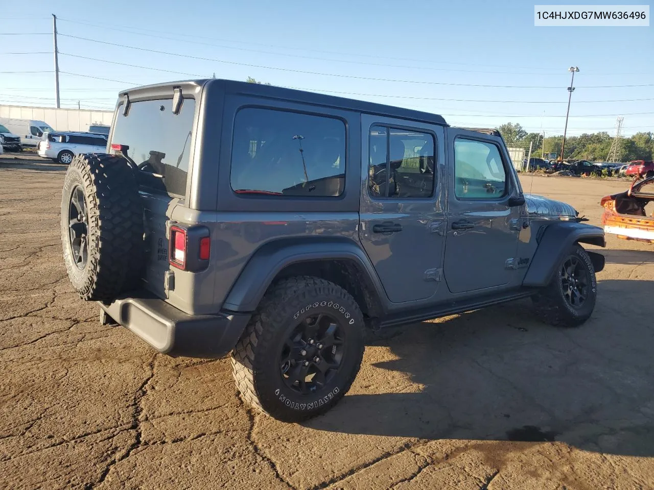 2021 Jeep Wrangler Unlimited Sport VIN: 1C4HJXDG7MW636496 Lot: 69682504