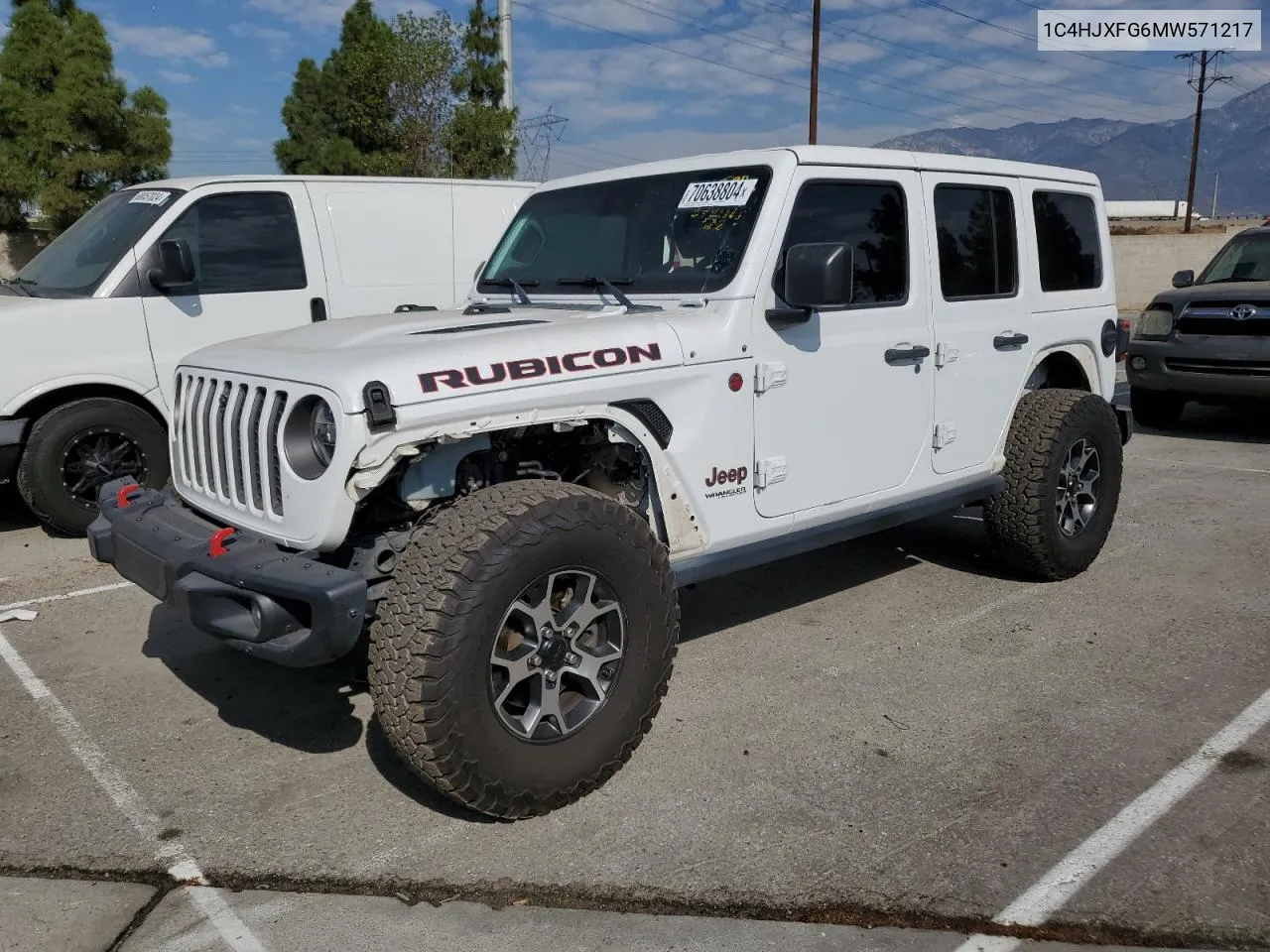 2021 Jeep Wrangler Unlimited Rubicon VIN: 1C4HJXFG6MW571217 Lot: 70638804