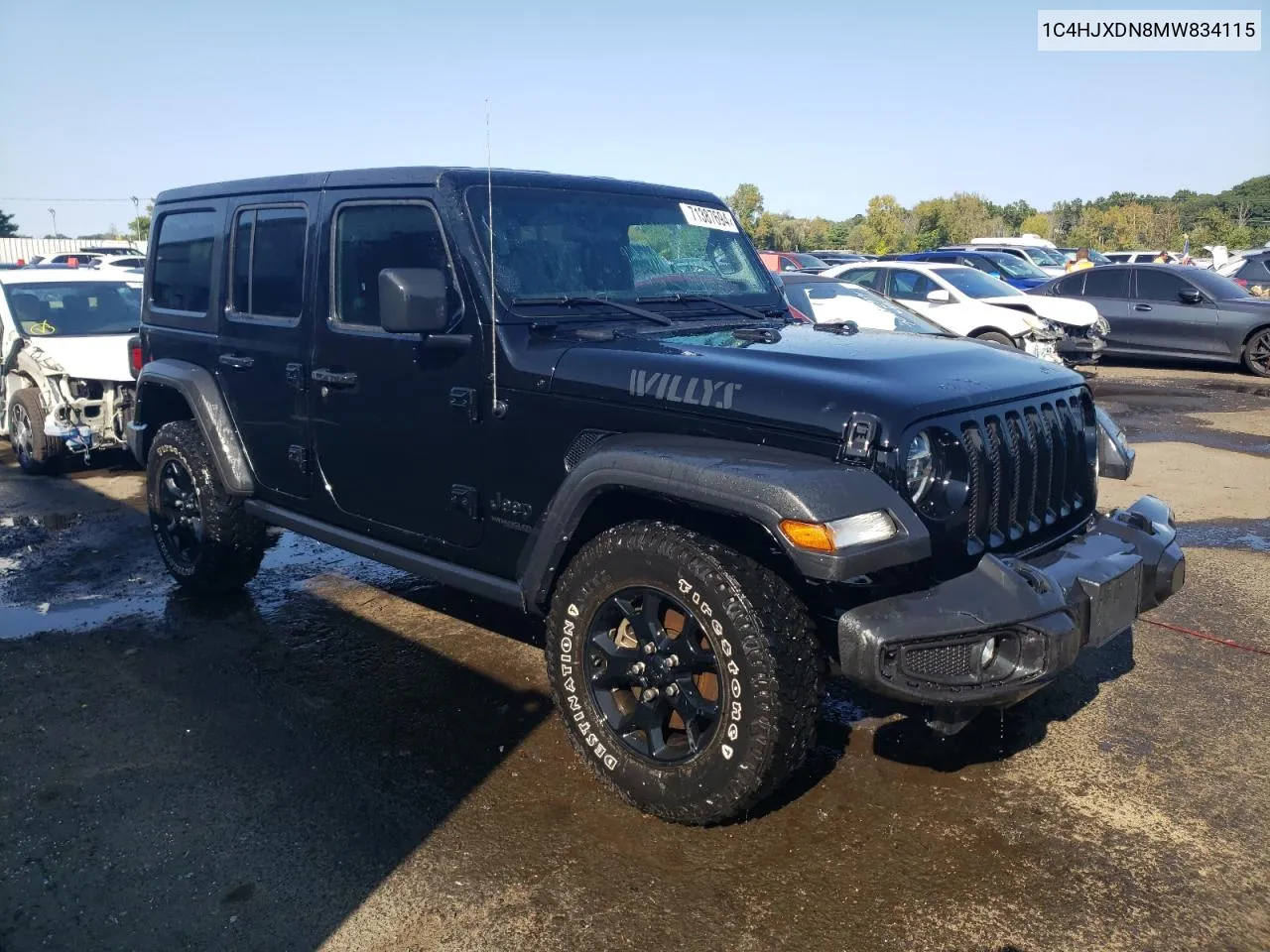 1C4HJXDN8MW834115 2021 Jeep Wrangler Unlimited Sport