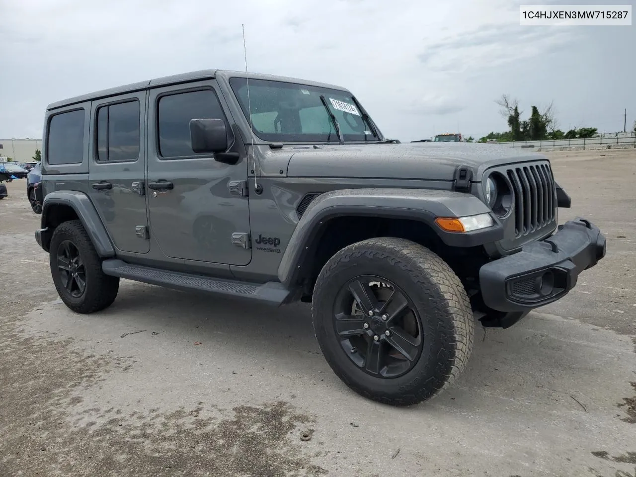 2021 Jeep Wrangler Unlimited Sahara VIN: 1C4HJXEN3MW715287 Lot: 71614174