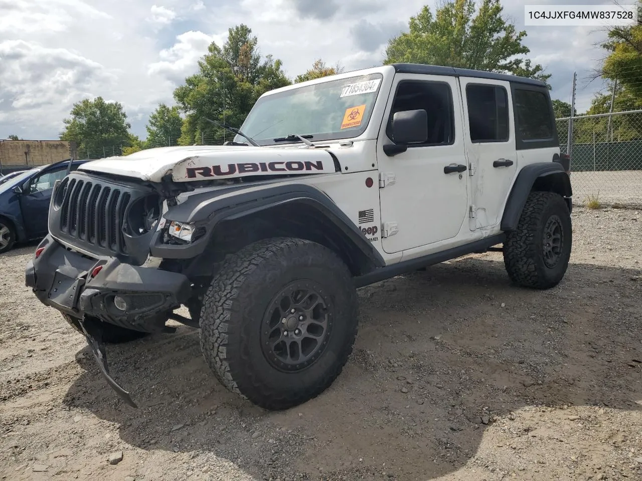 2021 Jeep Wrangler Unlimited Rubicon VIN: 1C4JJXFG4MW837528 Lot: 71854304