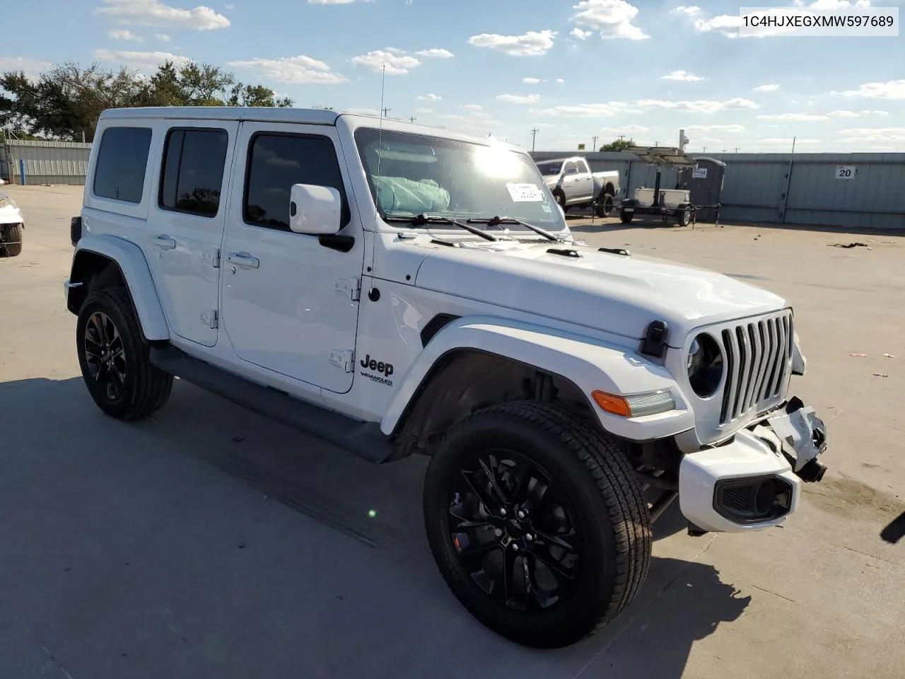 2021 Jeep Wrangler Unlimited Sahara VIN: 1C4HJXEGXMW597689 Lot: 72390024