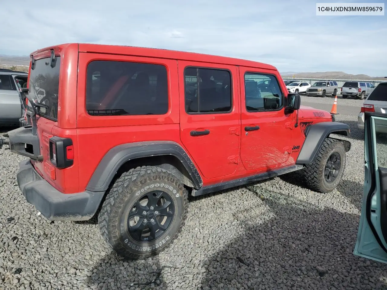 1C4HJXDN3MW859679 2021 Jeep Wrangler Unlimited Sport