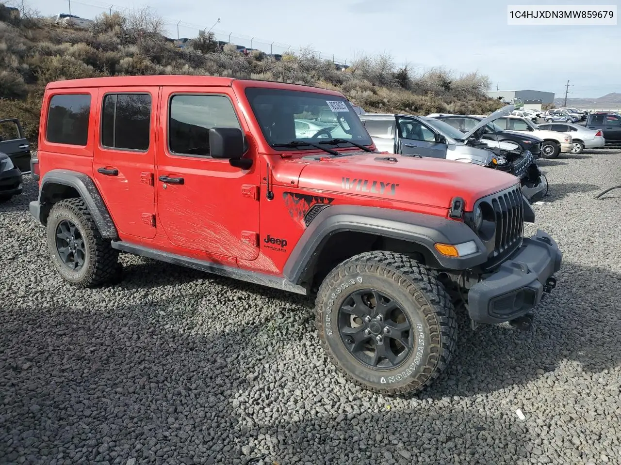 1C4HJXDN3MW859679 2021 Jeep Wrangler Unlimited Sport