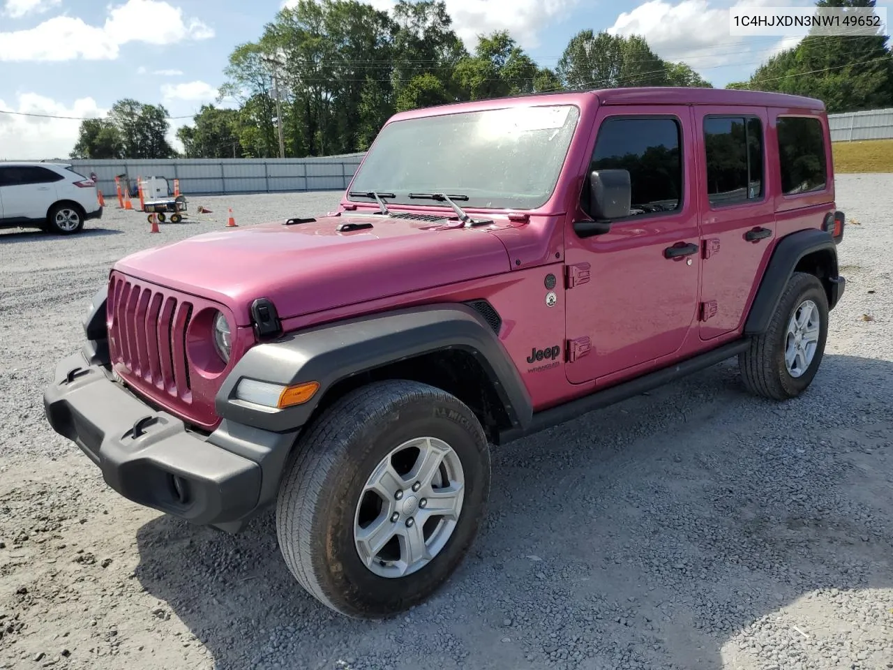 2022 Jeep Wrangler Unlimited Sport VIN: 1C4HJXDN3NW149652 Lot: 59862254