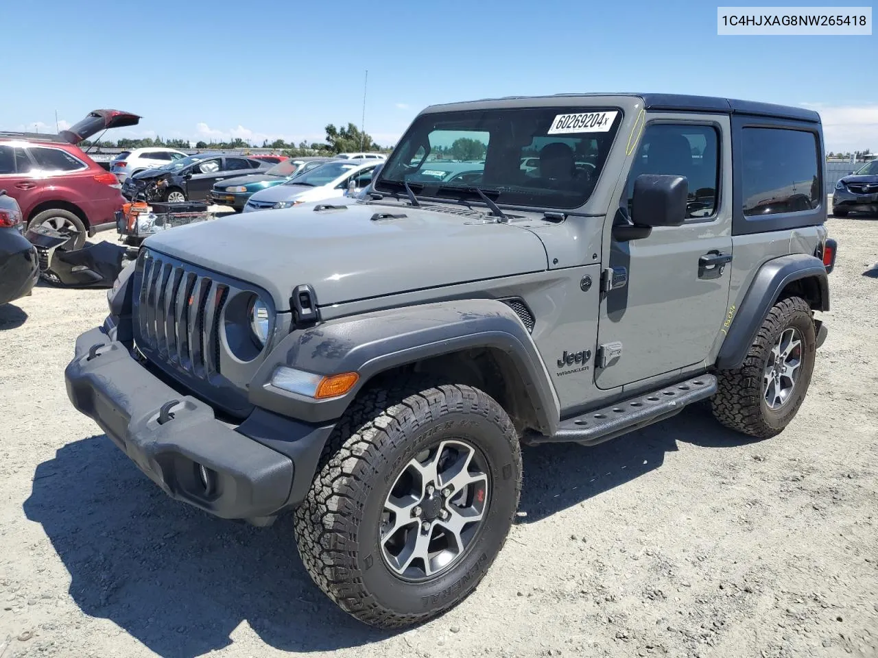 2022 Jeep Wrangler Sport VIN: 1C4HJXAG8NW265418 Lot: 60269204