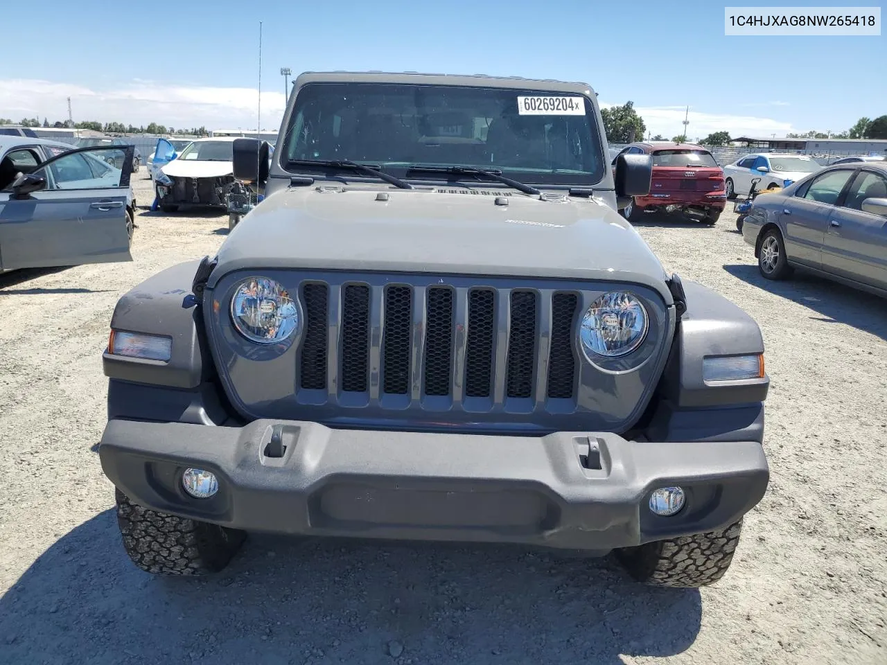 2022 Jeep Wrangler Sport VIN: 1C4HJXAG8NW265418 Lot: 60269204