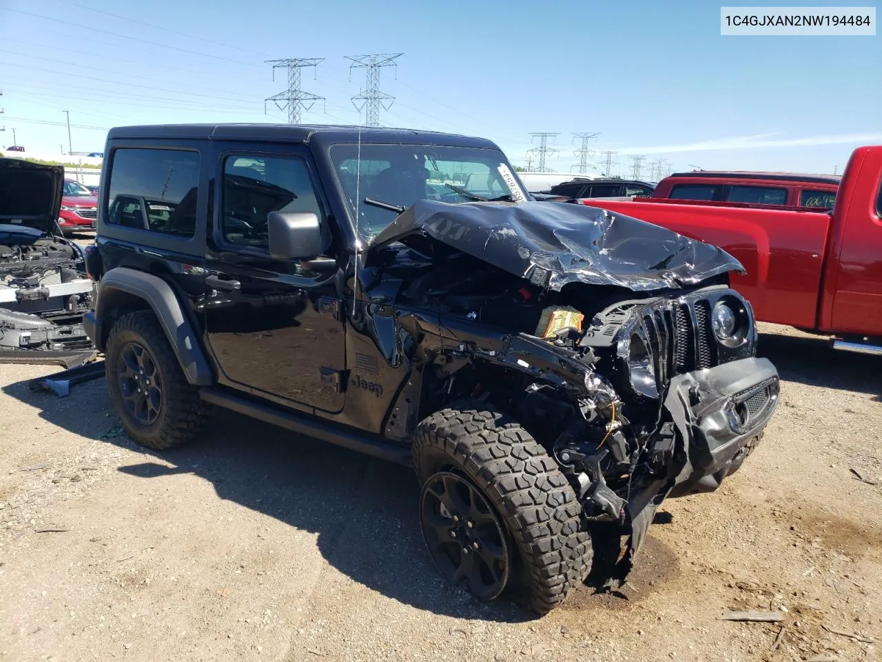 2022 Jeep Wrangler Sport VIN: 1C4GJXAN2NW194484 Lot: 60657654