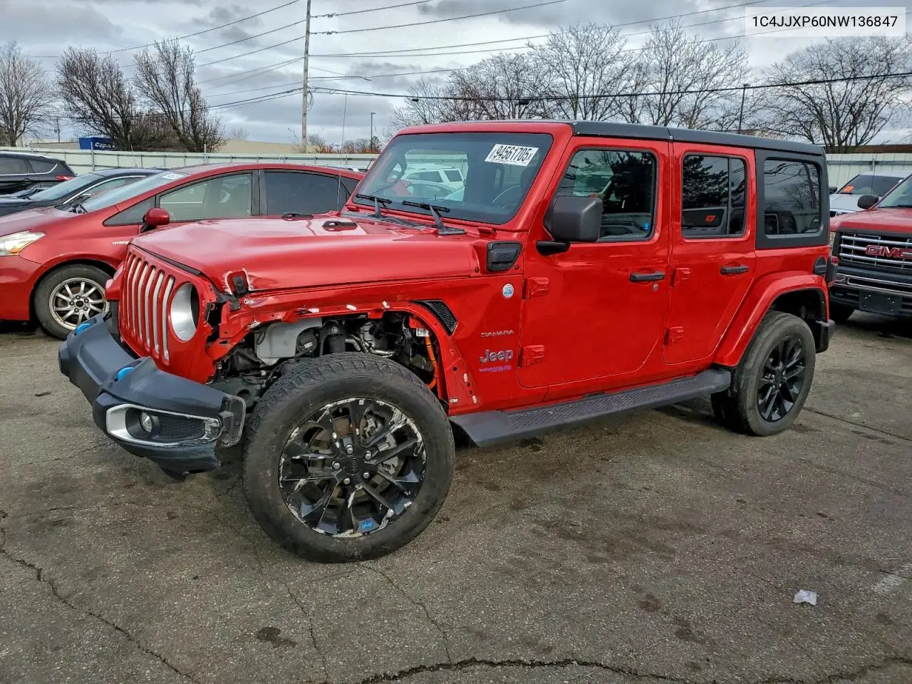 1C4JJXP60NW136847 2022 Jeep Wrangler Unlimited Sahara 4Xe