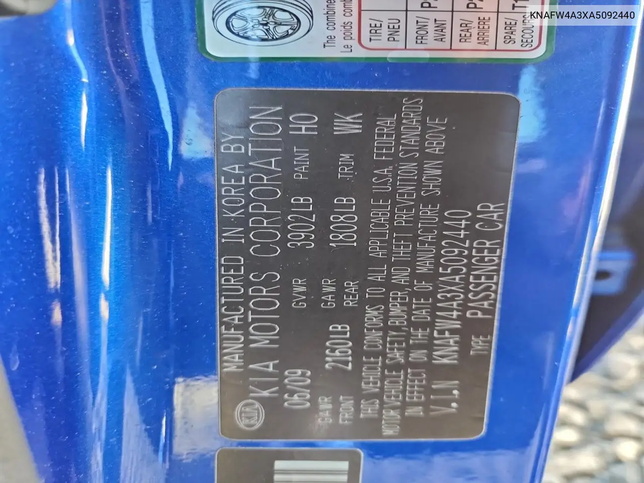 KNAFW4A3XA5092440 2010 Kia Forte Sx