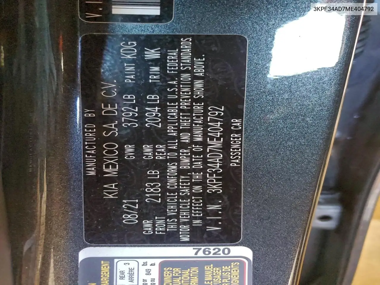 3KPF34AD7ME404792 2021 Kia Forte Gt Line