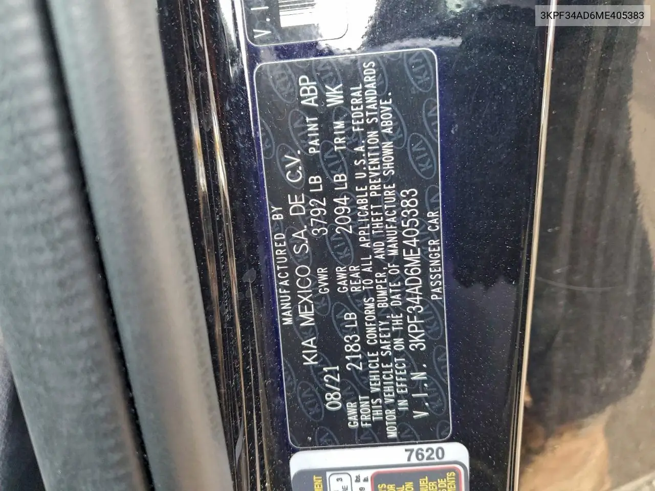 3KPF34AD6ME405383 2021 Kia Forte Gt Line