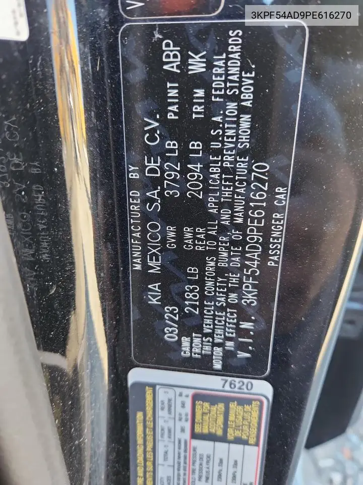 3KPF54AD9PE616270 2023 Kia Forte Gt Line