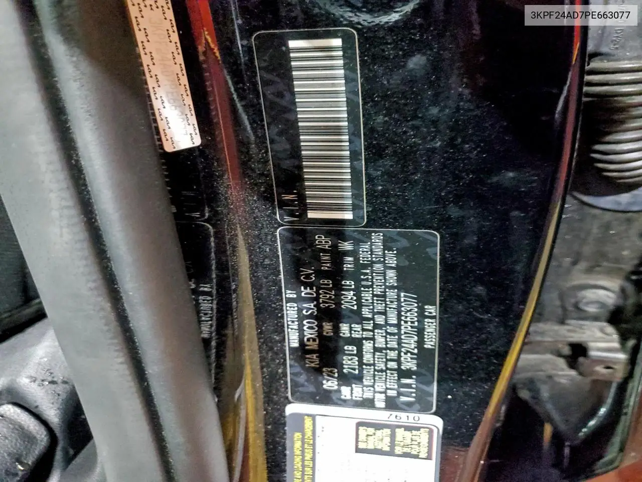 3KPF24AD7PE663077 2023 Kia Forte Lx