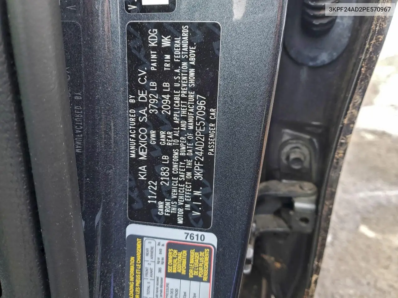 3KPF24AD2PE570967 2023 Kia Forte Lx